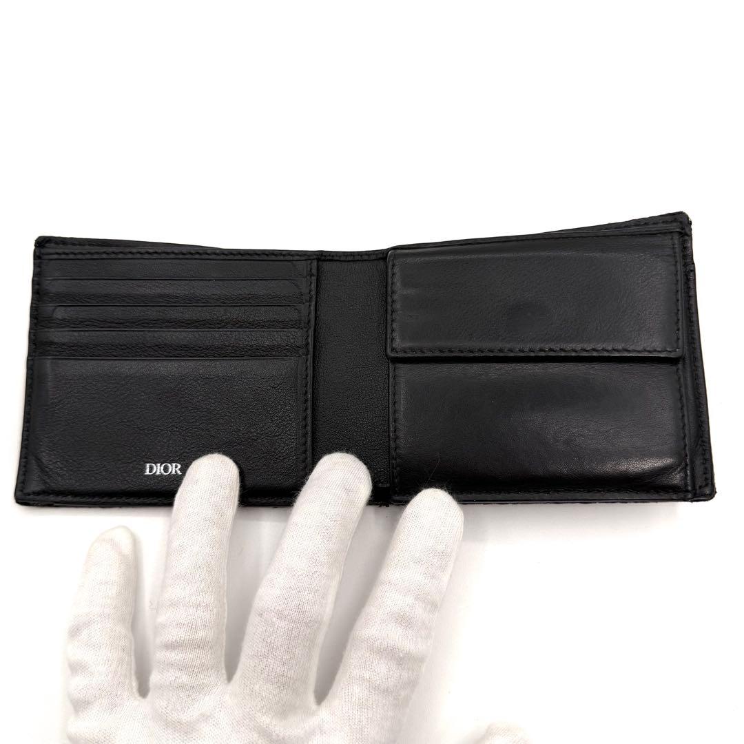 美品　Christian Dior 二つ折り財布 ブラック　トロッター　ロゴ入り