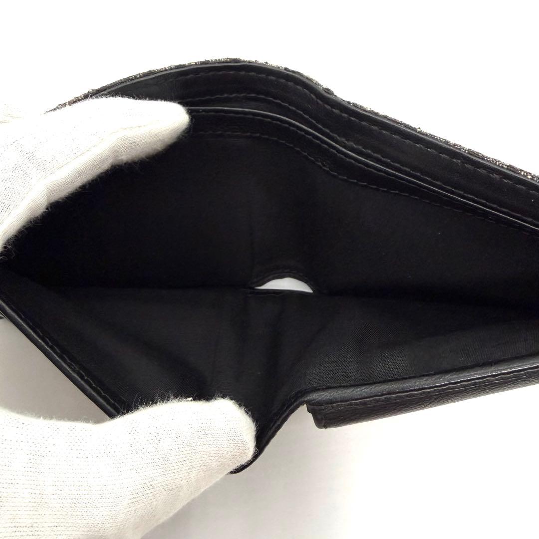 美品　Christian Dior 二つ折り財布 ブラック　トロッター　ロゴ入り