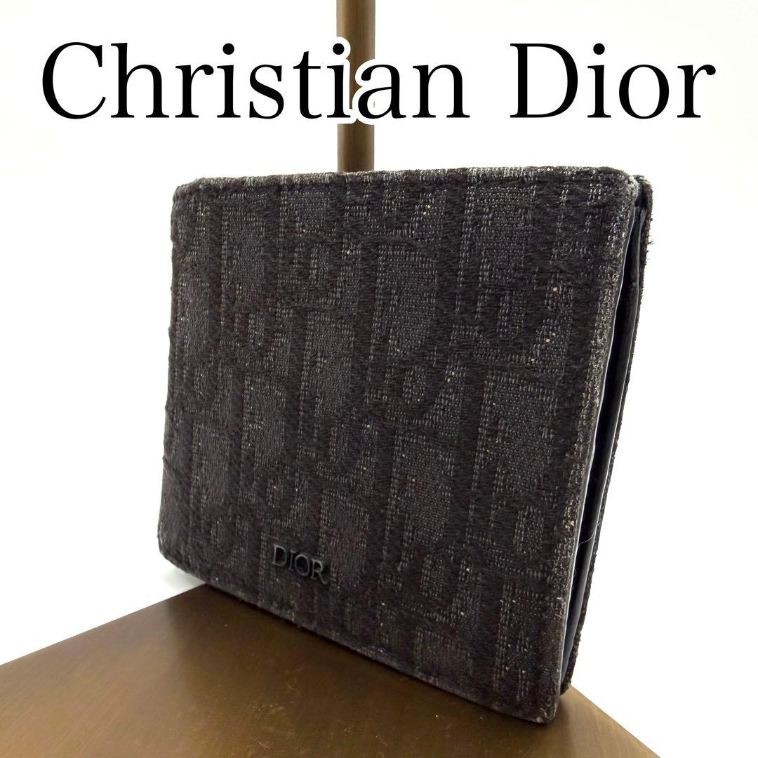 美品　Christian Dior 二つ折り財布 ブラック　トロッター　ロゴ入り