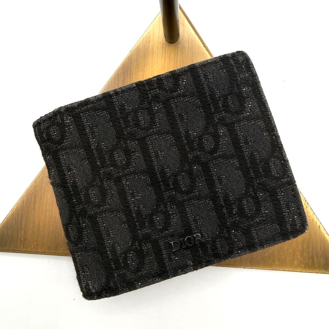 美品　Christian Dior 二つ折り財布 ブラック　トロッター　ロゴ入り