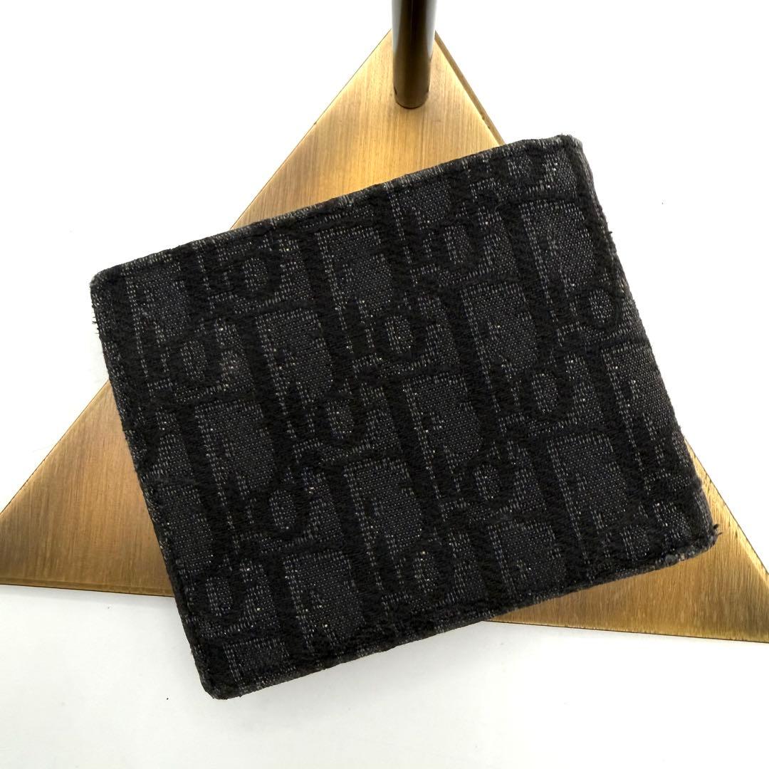 美品　Christian Dior 二つ折り財布 ブラック　トロッター　ロゴ入り