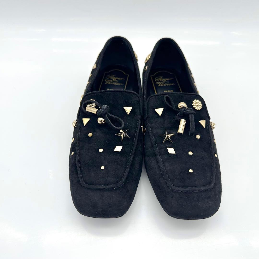 【希少】ロジェヴィヴィエ モカシン パンプス ブラック ゴールド スタッズ