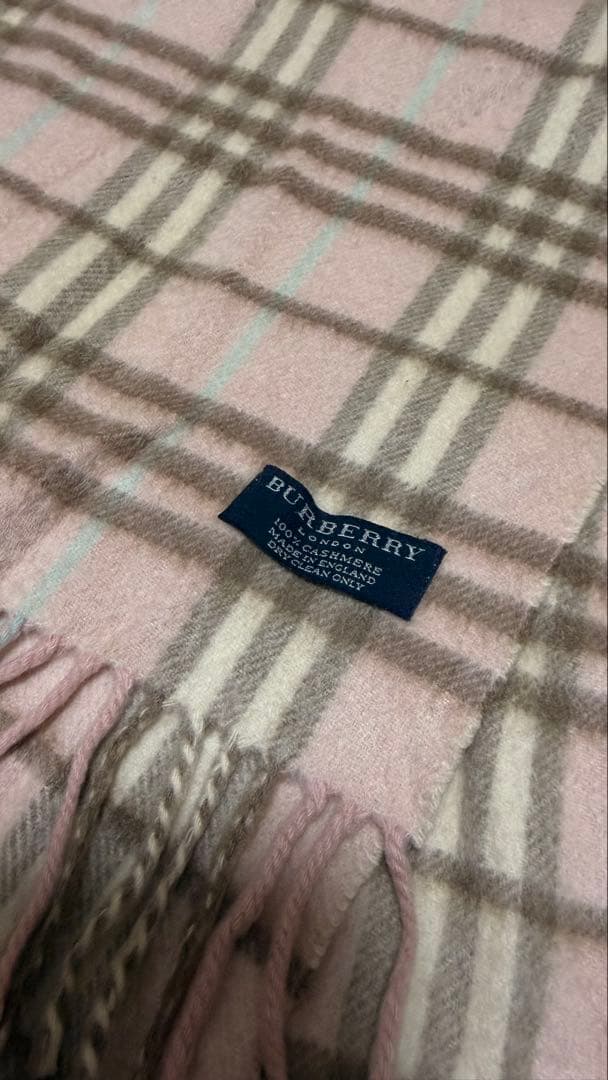 希少　BURBERRY ノバチェック カシミア マフラー ピンク
