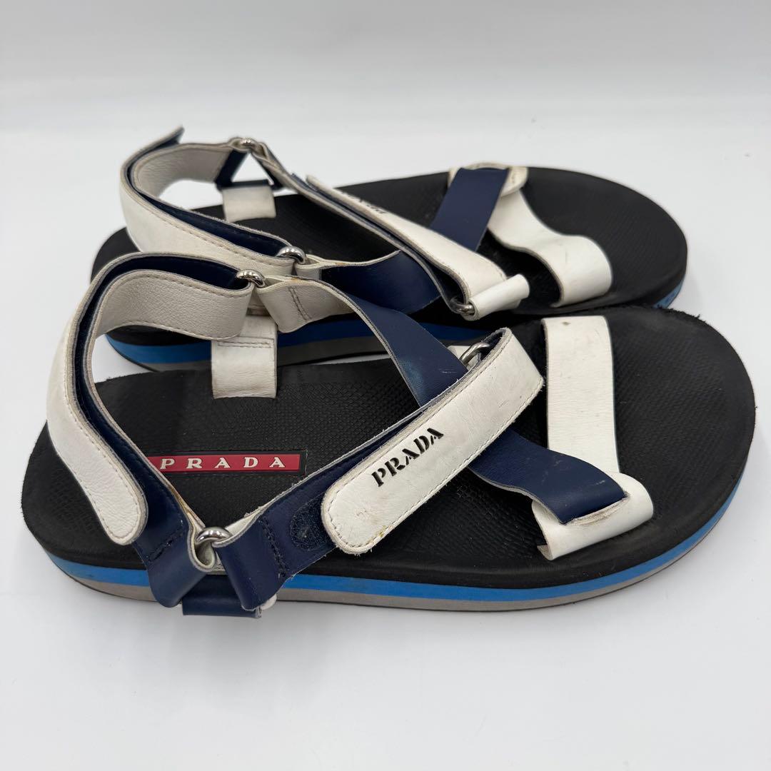 美品　プラダスポーツ　メンズ　クロスサンダル　ロゴ　ベルト