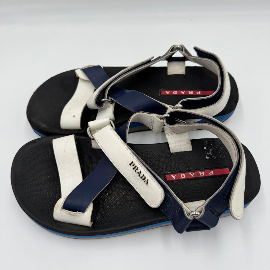 美品　プラダスポーツ　メンズ　クロスサンダル　ロゴ　ベルト