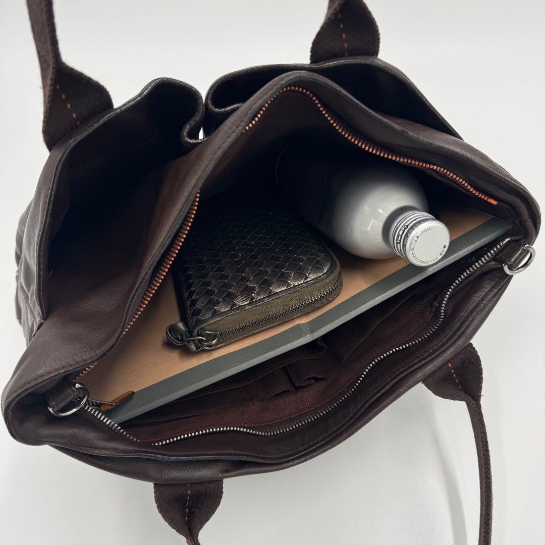 エルメス キャラバンオリゾンタルPM ヴォーデルマ レザー トートバッグ 肩掛け