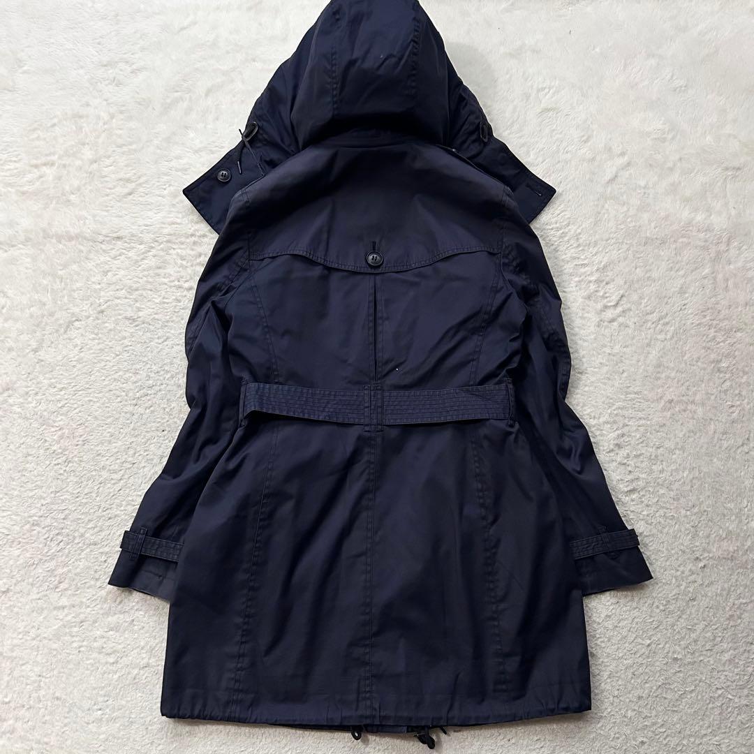 バーバリーブリット トレンチコート メガノバチェック ライナー 腰ベルト 紺 M