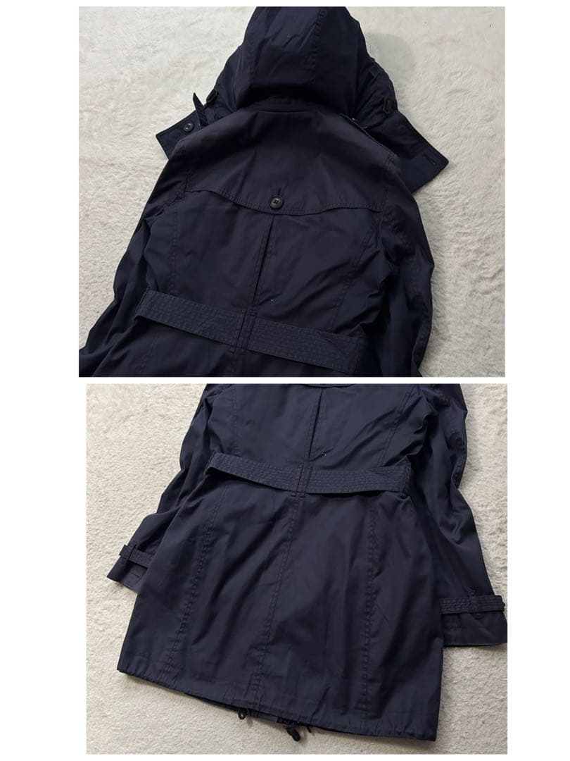 バーバリーブリット トレンチコート メガノバチェック ライナー 腰ベルト 紺 M