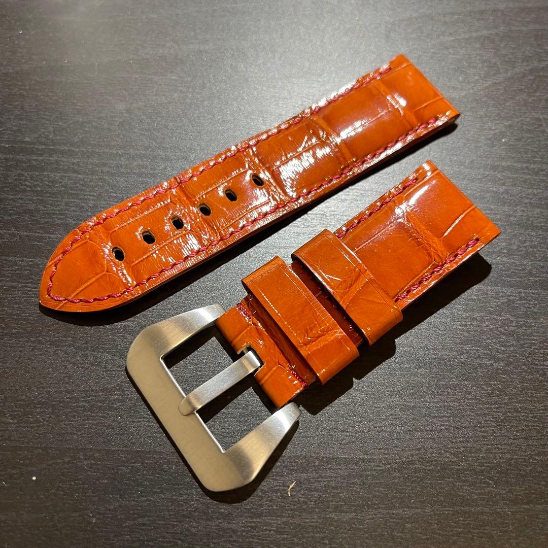 ジャンルソー JEAN ROUSSEAU レザーベルト オレンジ 24ミリ