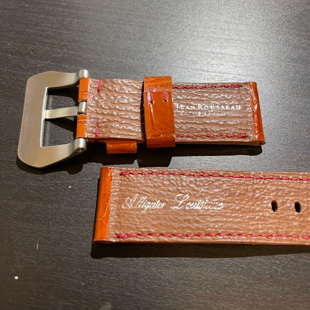 ジャンルソー JEAN ROUSSEAU レザーベルト オレンジ 24ミリ