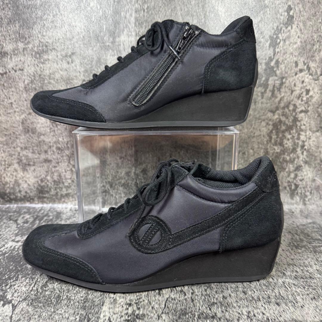 【新品未使用】ノーネーム ウェッジソール スニーカー 38 ブラック スエード