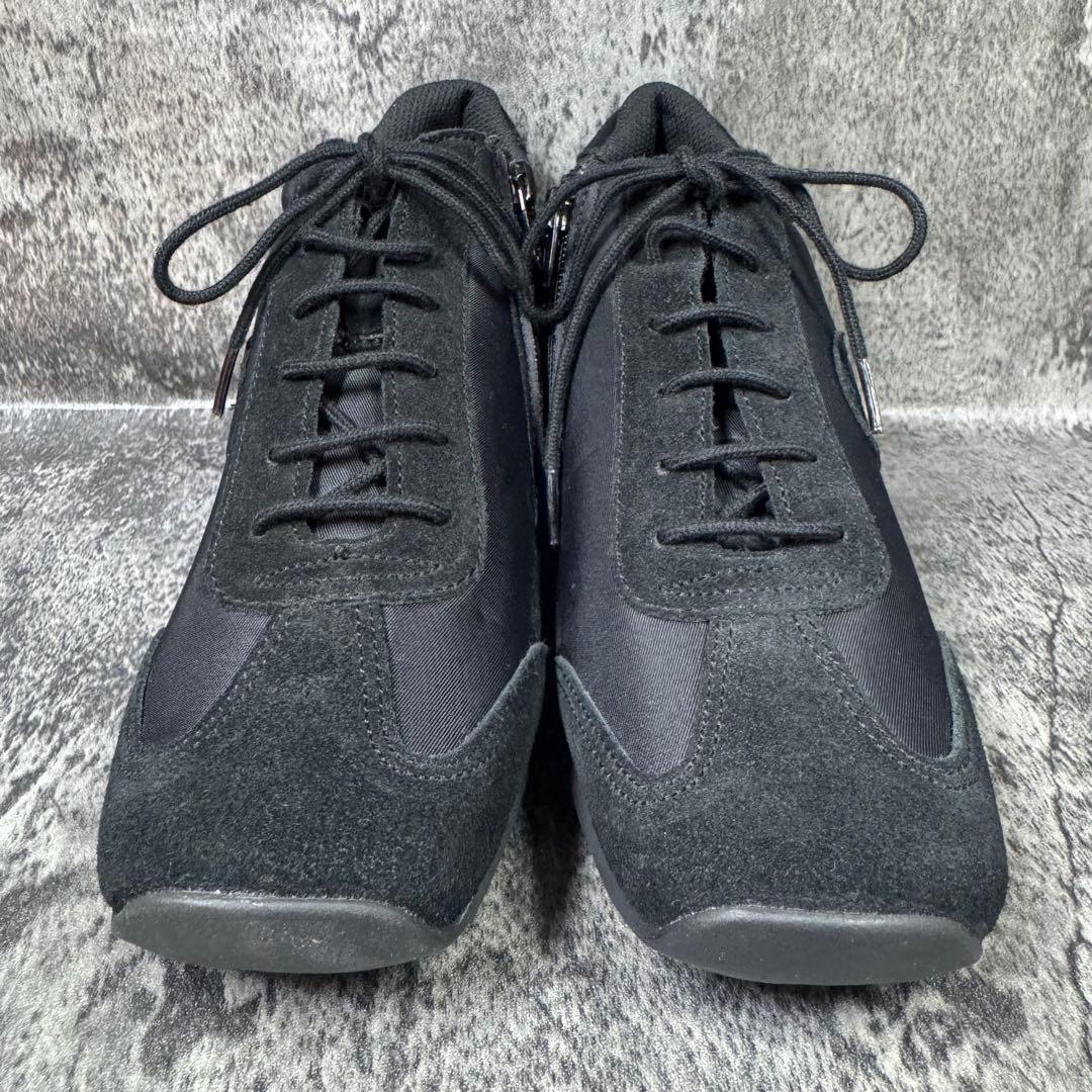 【新品未使用】ノーネーム ウェッジソール スニーカー 38 ブラック スエード