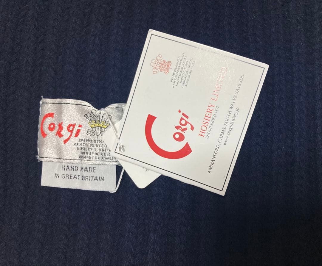 生*げ様 【新品】corgi ジーロンウール ポケットマフラー ネイビー