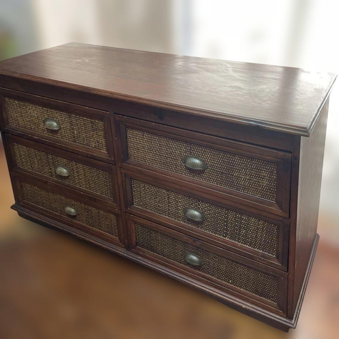 チェスト　アジアン　木製　ラタン