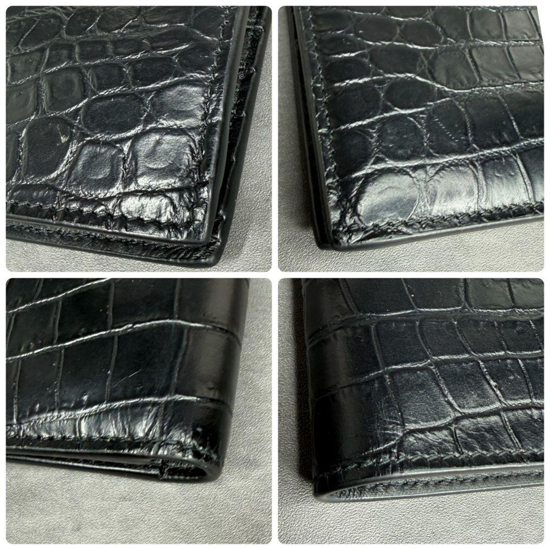 【極美品・RFID搭載】サンローラン クロコ型押し 折り財布 YSL タイニー
