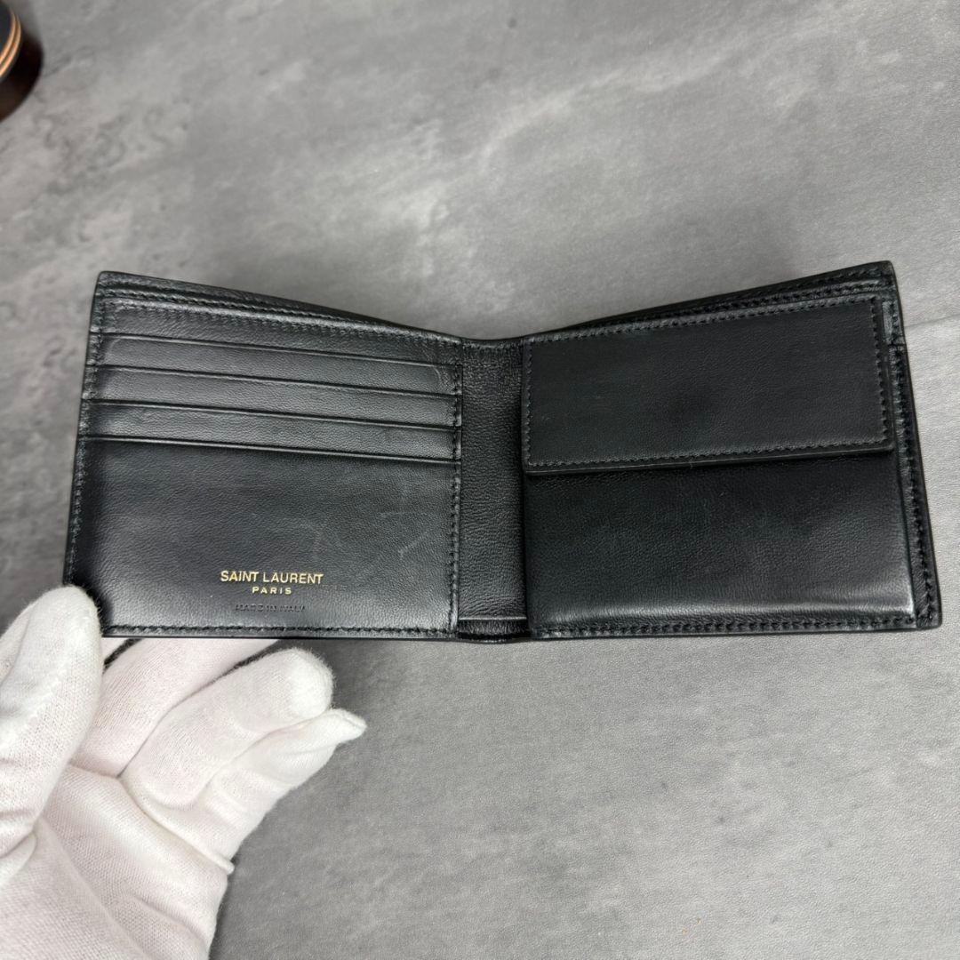 【極美品・RFID搭載】サンローラン クロコ型押し 折り財布 YSL タイニー