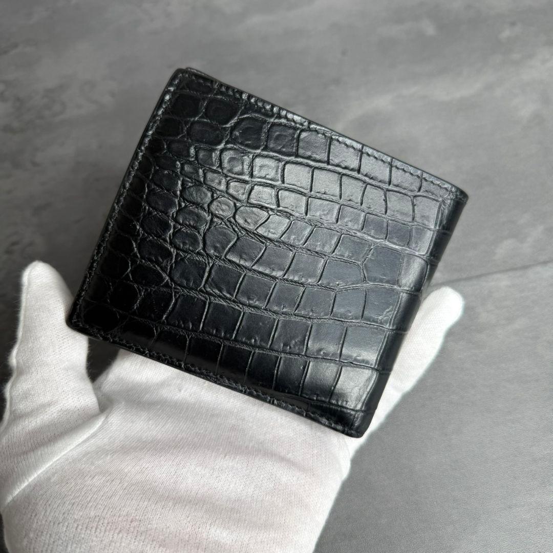 【極美品・RFID搭載】サンローラン クロコ型押し 折り財布 YSL タイニー