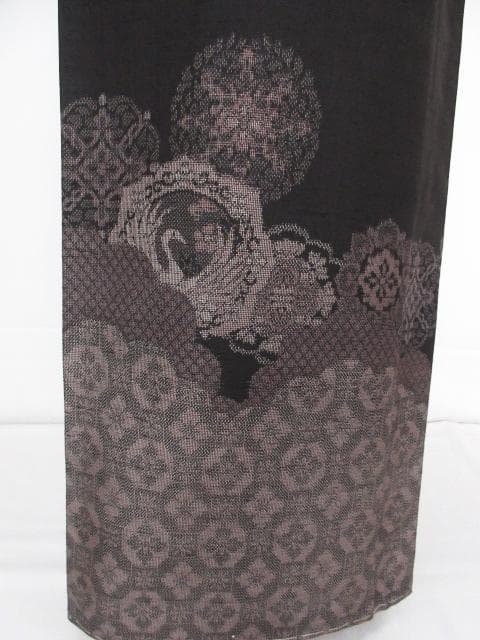 新古品！小田急百貨店誂製＊生紬＊モダン吉祥文様＊黒＊訪問着＊１６４ｃｍ＊裄６６