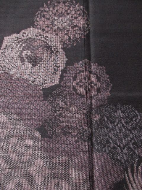 新古品！小田急百貨店誂製＊生紬＊モダン吉祥文様＊黒＊訪問着＊１６４ｃｍ＊裄６６