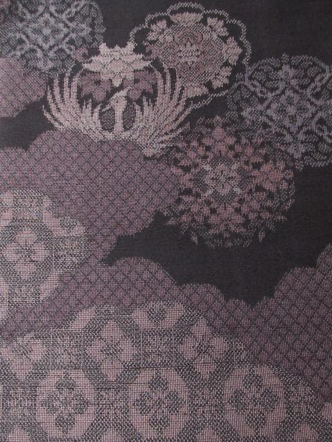 新古品！小田急百貨店誂製＊生紬＊モダン吉祥文様＊黒＊訪問着＊１６４ｃｍ＊裄６６