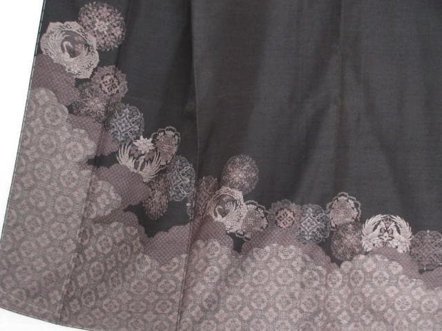 新古品！小田急百貨店誂製＊生紬＊モダン吉祥文様＊黒＊訪問着＊１６４ｃｍ＊裄６６