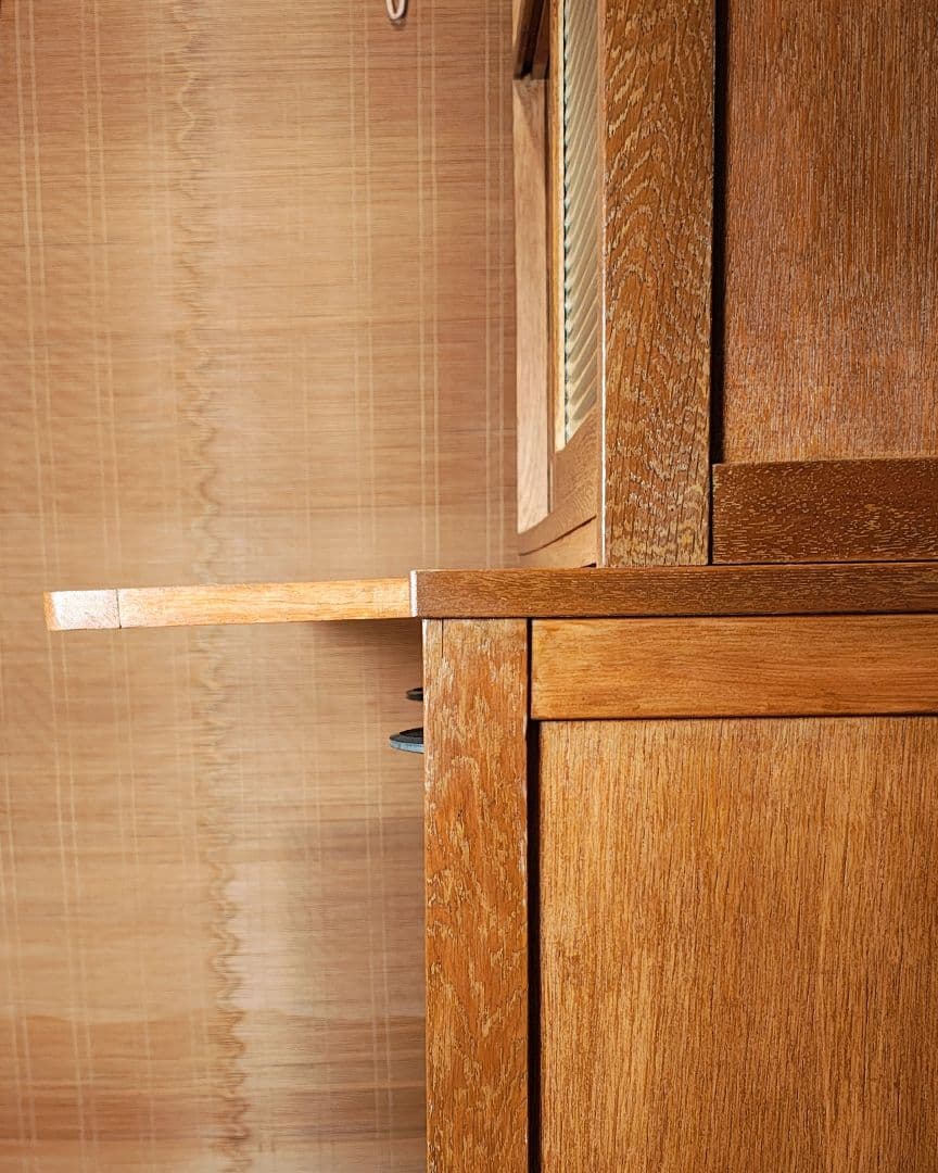 食器棚　ガラス戸棚　モールガラス　昭和レトロ　古家具