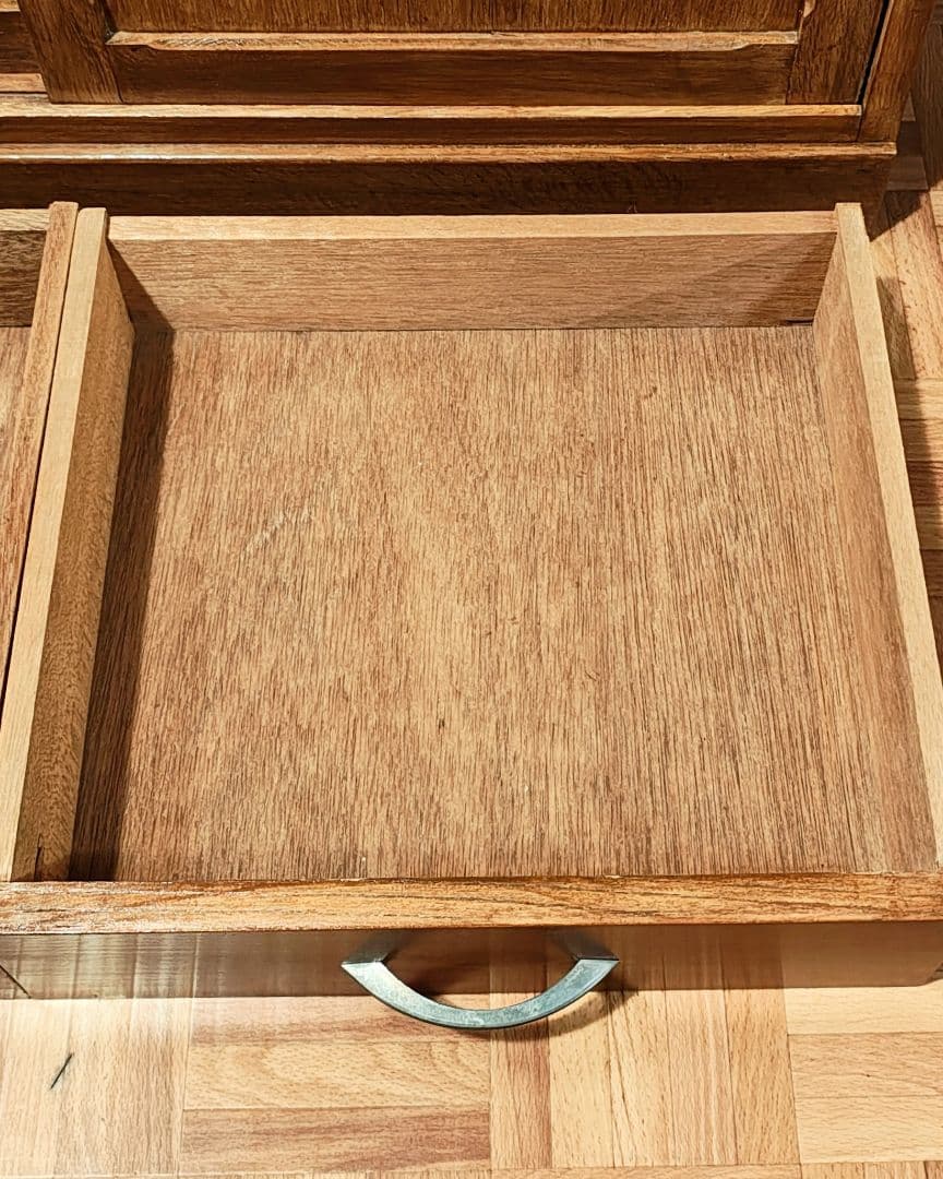 食器棚　ガラス戸棚　モールガラス　昭和レトロ　古家具