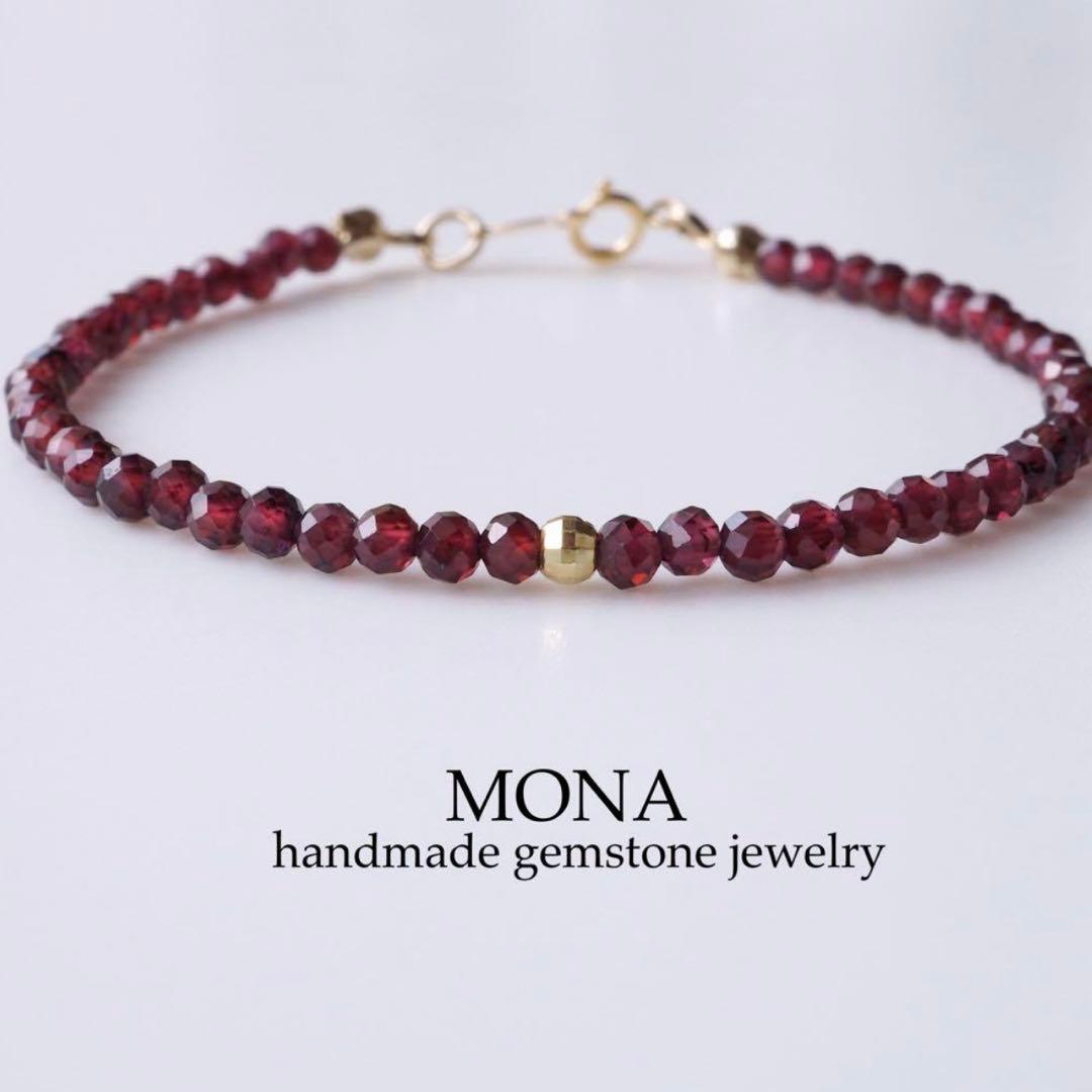 【ぽめ】天然レッドコーラル(珊瑚)のシンプルブレスレット