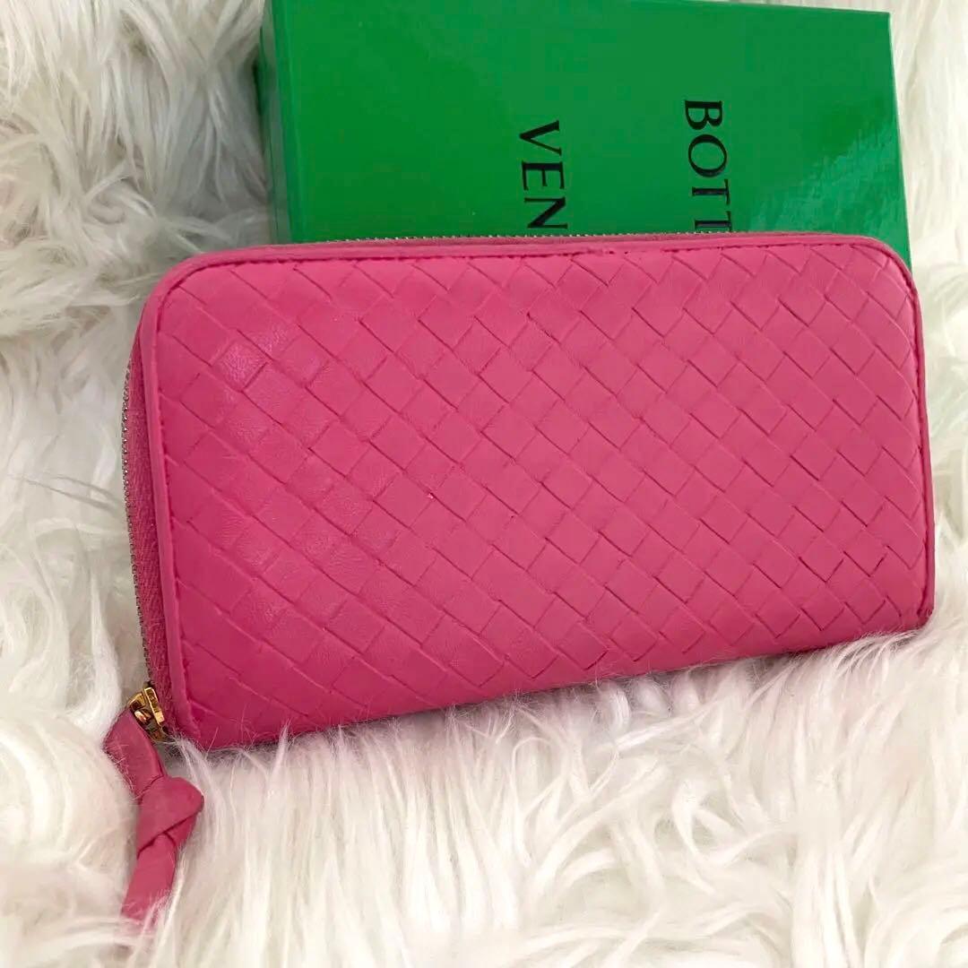 BOTTEGA ボッテガヴェネタ 財布 イントレチャート ファスナー ピンク