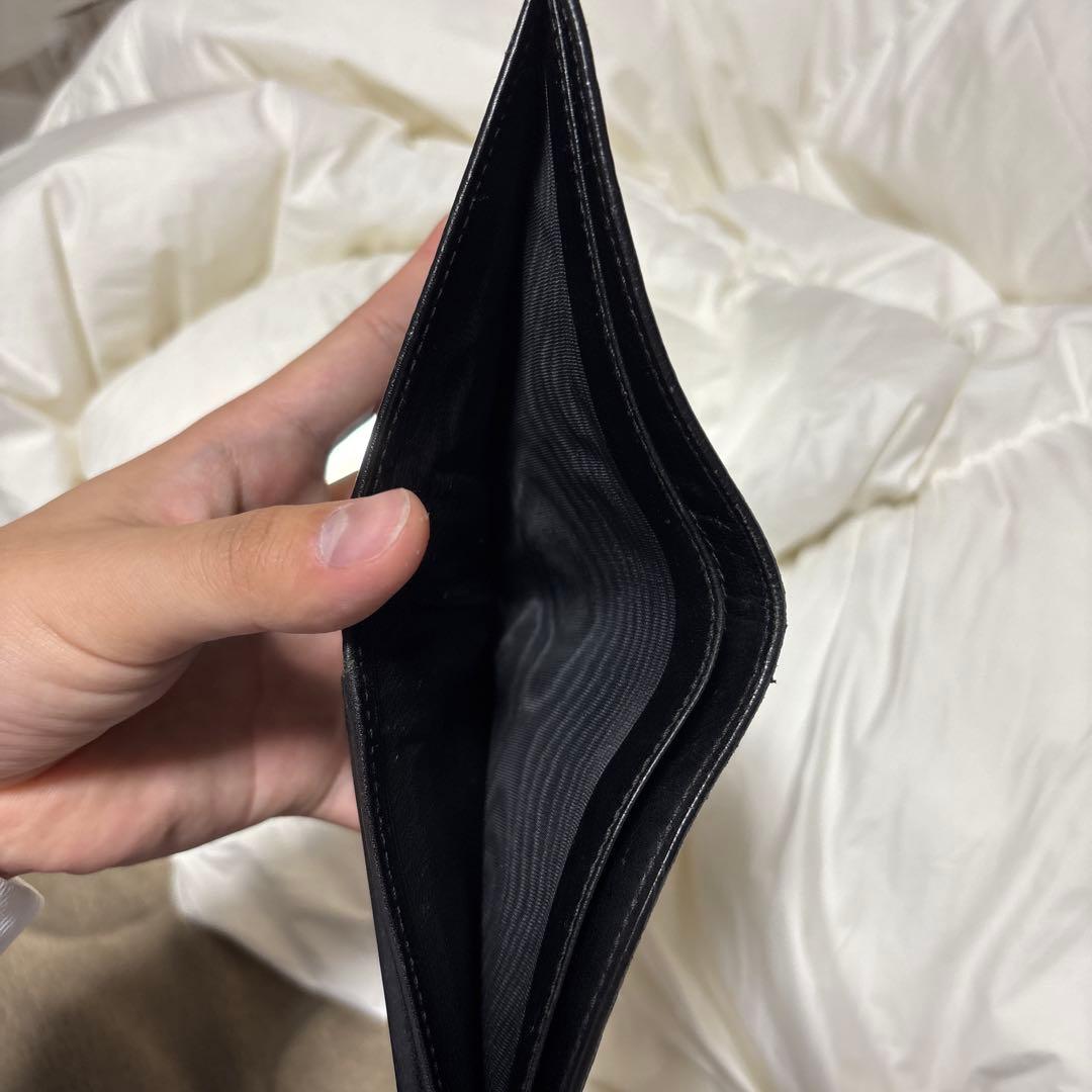 3407M グッチ シマ 本革 ブラック 二つ折りメンズ 財布 ITALY製