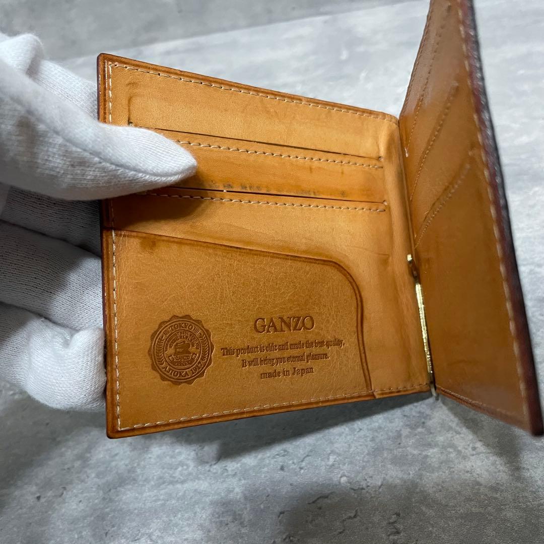 極美品 GANZO ガンゾ レザー シコードバン マネークリップ ブラック