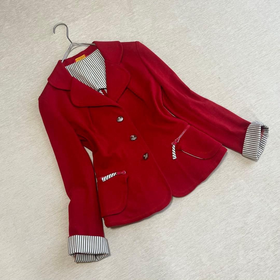 ヴィヴィアンウエストウッド テーラード ラブジャケット 変形 赤 オーブボタン