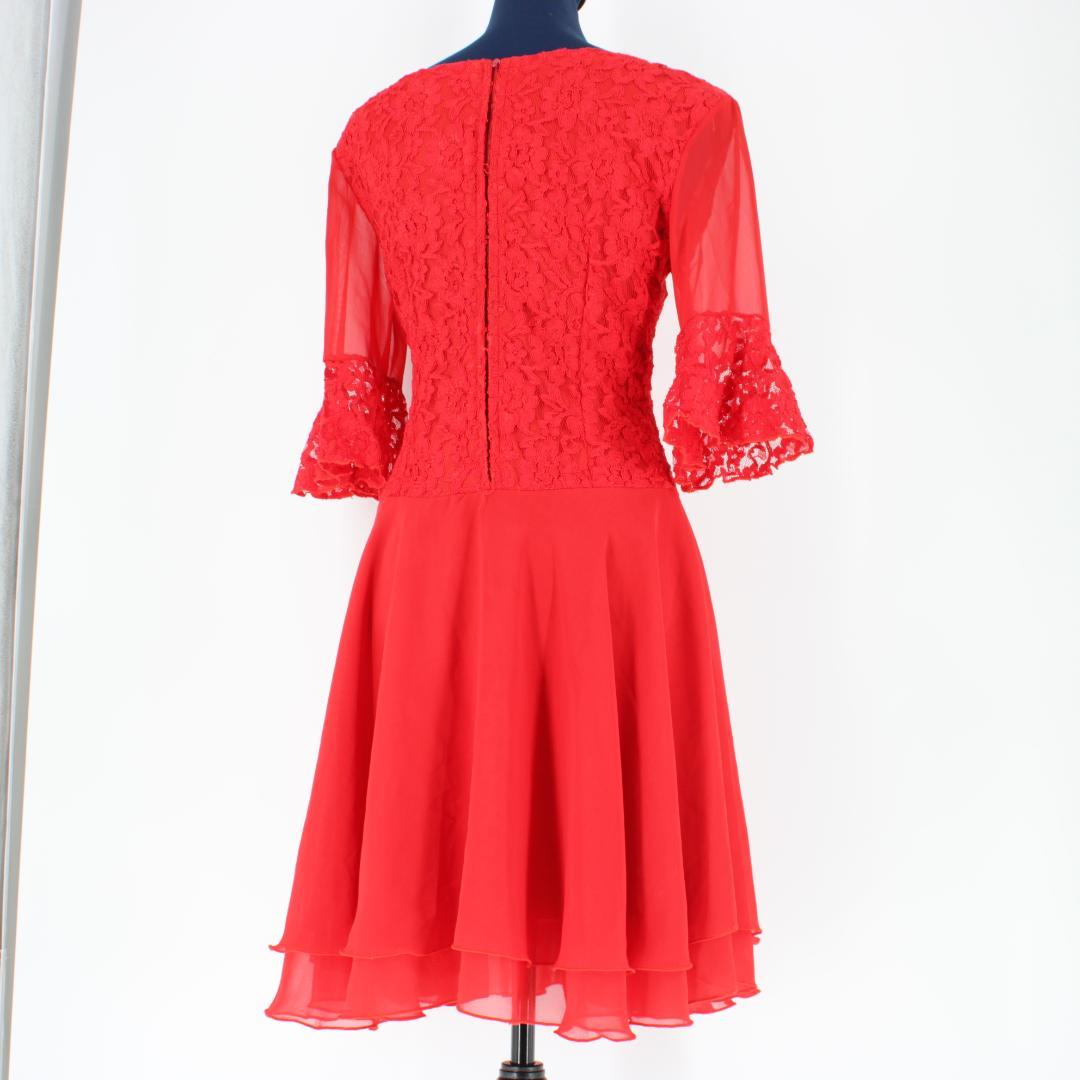 【美品 社交ダンス衣装】ワンピース ドレス ラテンドレス 赤 レッド フリー