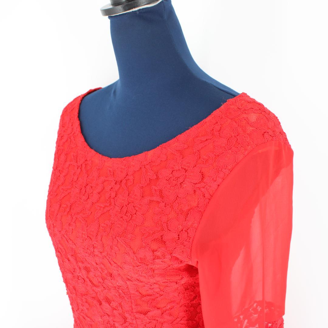 【美品 社交ダンス衣装】ワンピース ドレス ラテンドレス 赤 レッド フリー