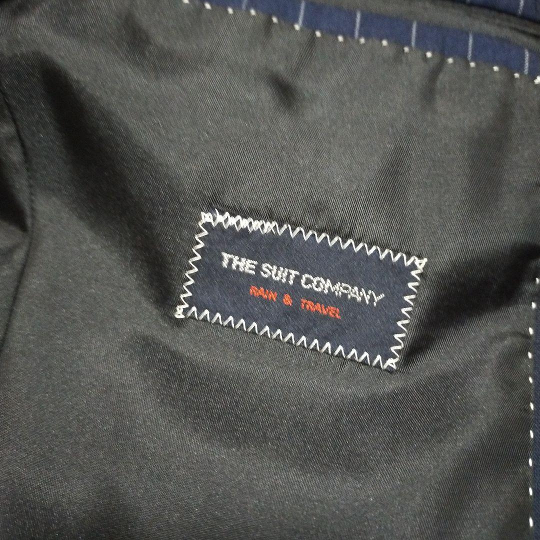 冬物美品3点セット細身ネイビー ピンストライプ スーツジャケット+スラックス2本