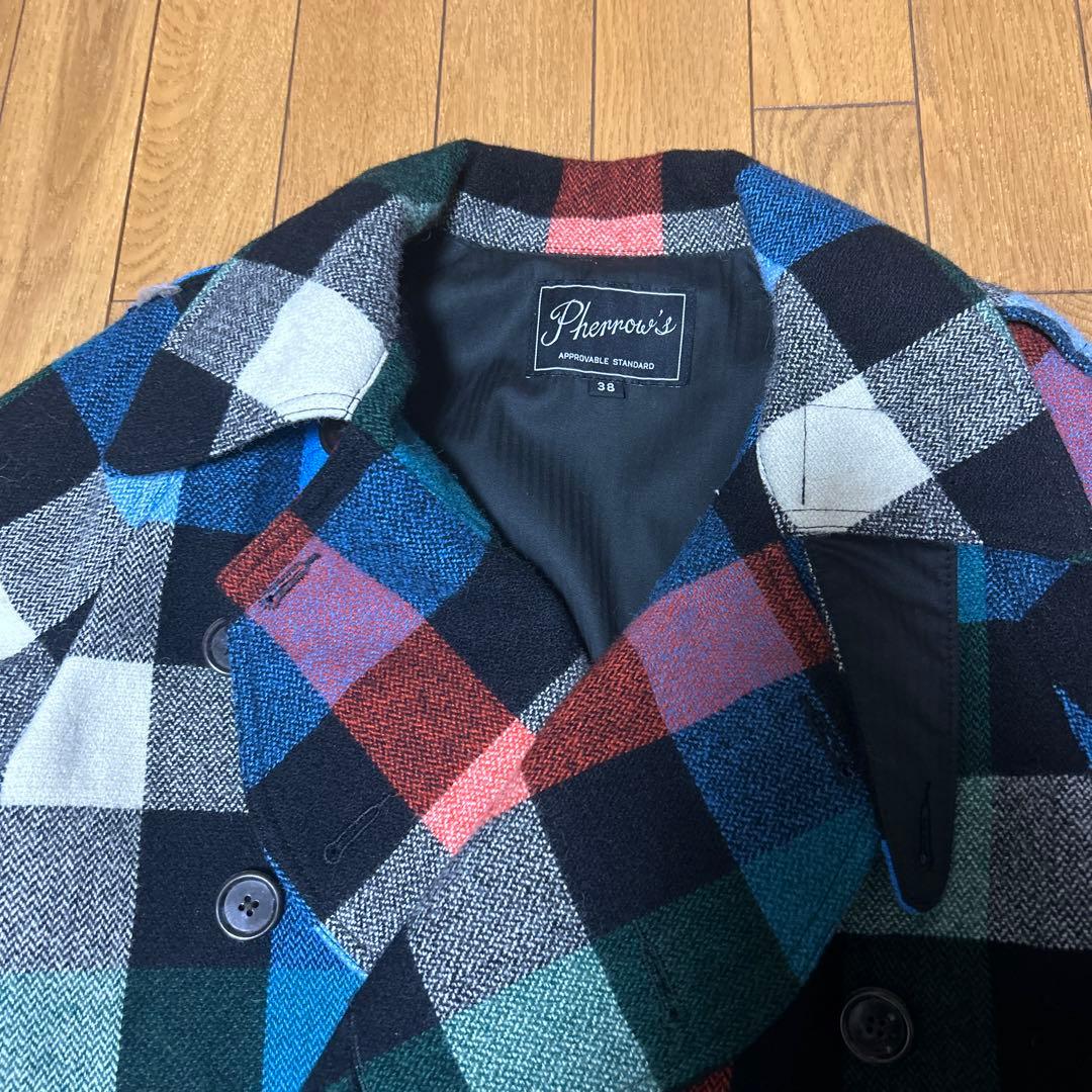 Pherrow’sフェローズ　チェックピーコートジャケット　サイズ38