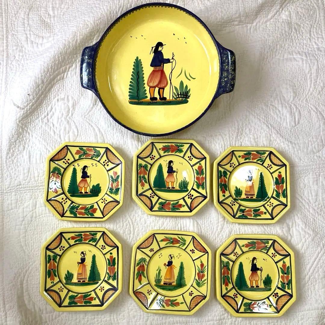 アンリオ　カンペール 6枚と大皿の７点HENRIOT QUIMPER