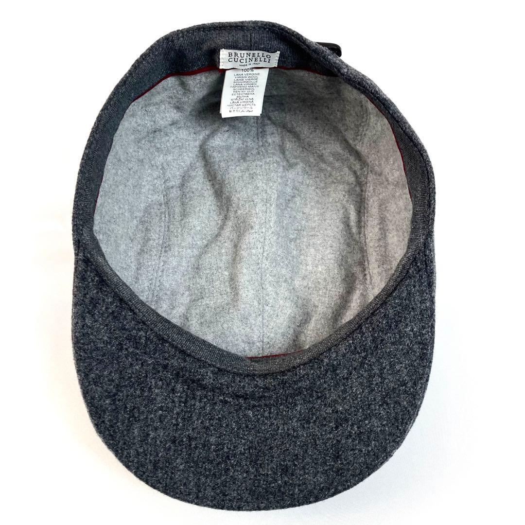 【未使用級】ブルネロクチネリ　バージンウール　ハンチングハット　ベルト　グレー