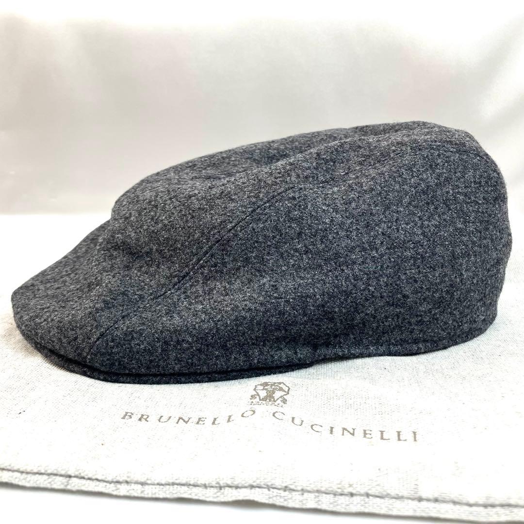 【未使用級】ブルネロクチネリ　バージンウール　ハンチングハット　ベルト　グレー