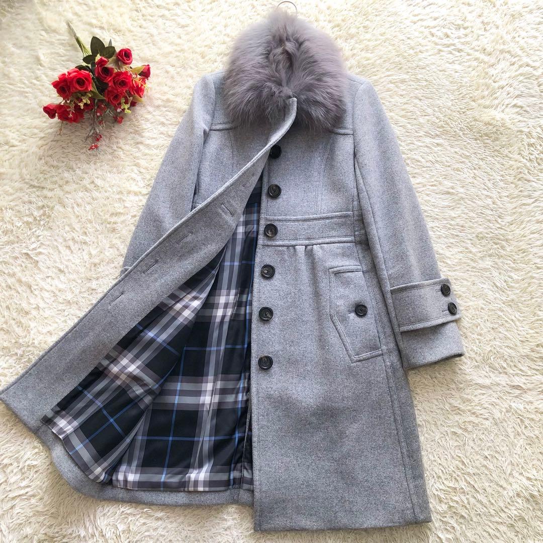 極美品♪BURBERRY BLUE LABEL♪2wayファーウールコート　L