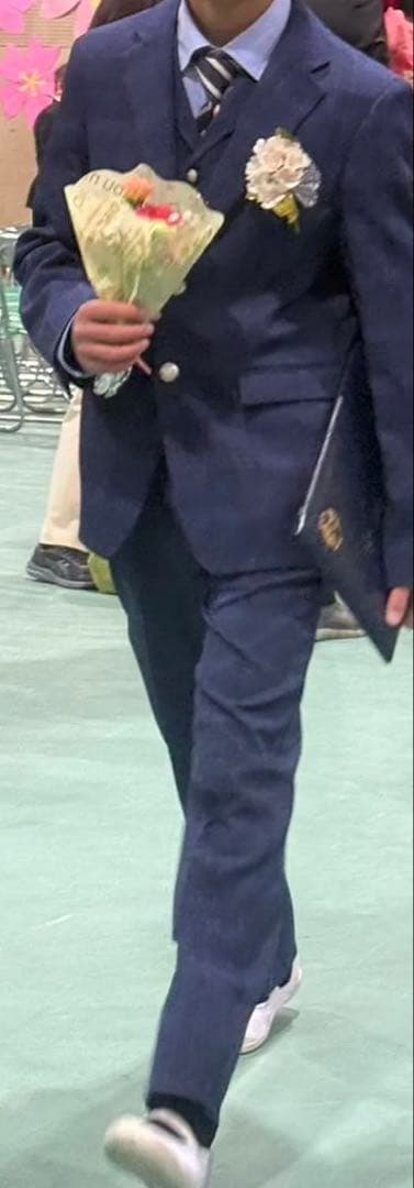 着画有！卒業式★ネイビー チェック柄 フォーマルスーツ 6点セット(160cm)