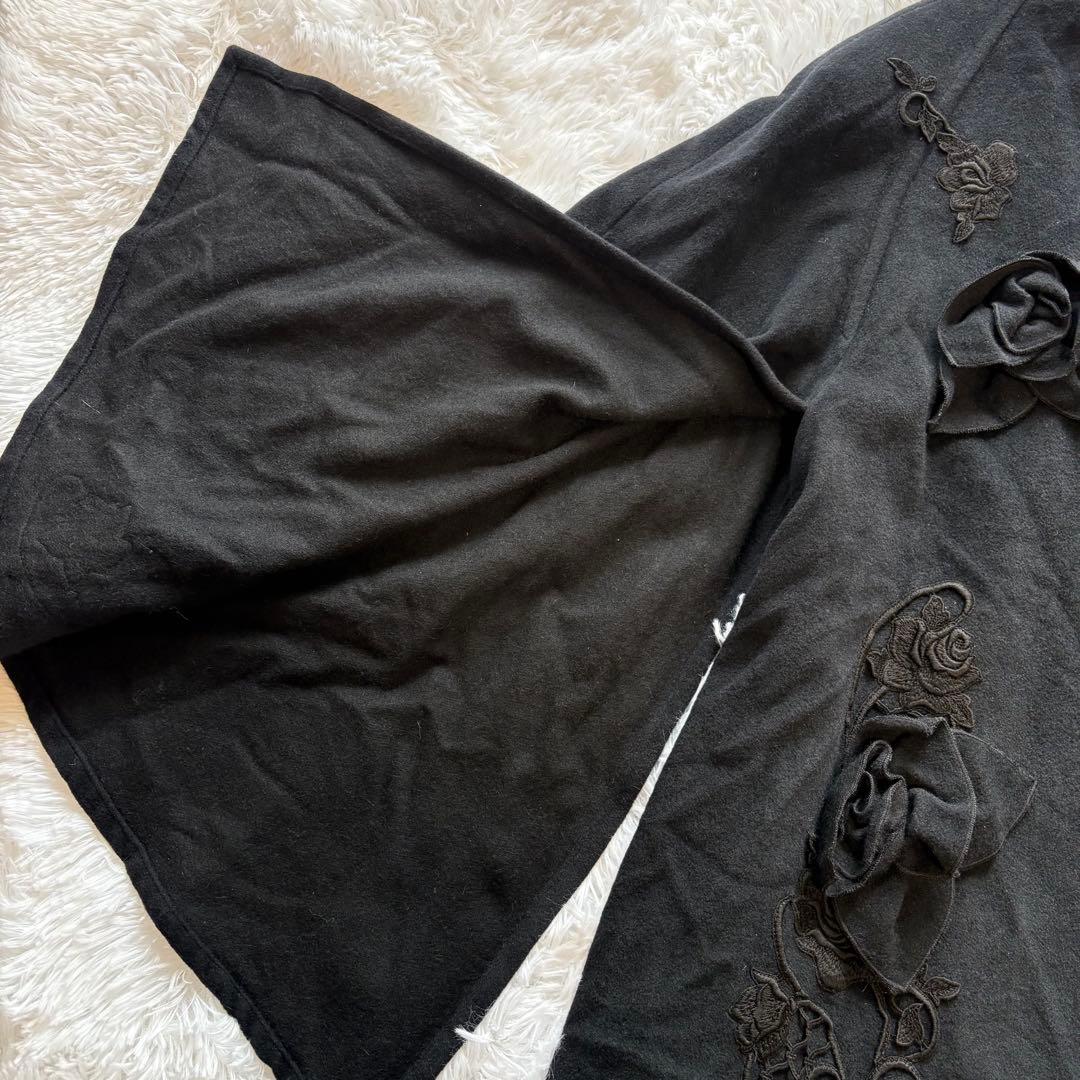 洋服屋 薔薇モチーフ レース刺繍 アンゴラ ポンチョ 変形コート