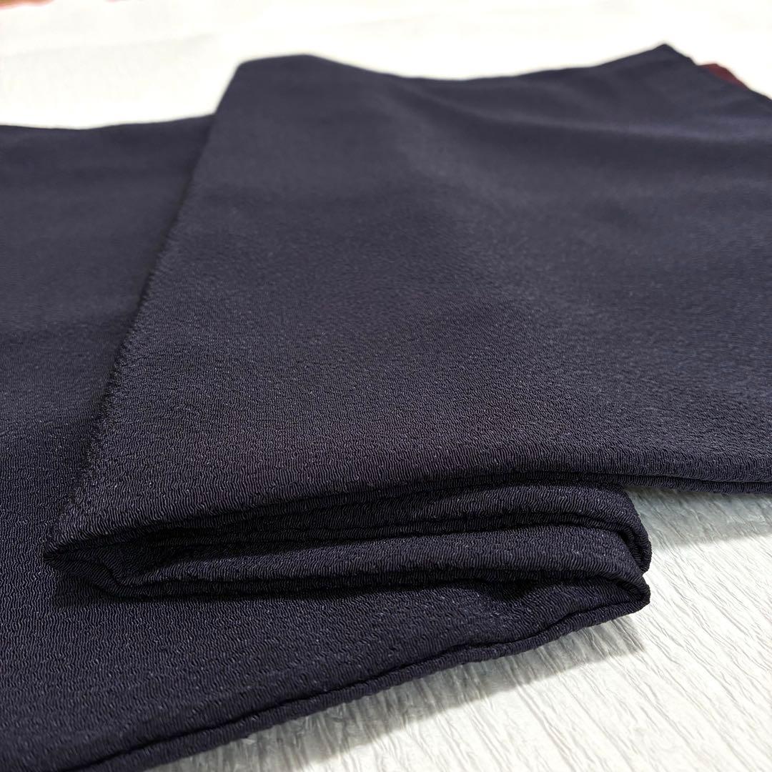 【美品✨】洗える着物　色無地　鬼シボ縮緬　暗い紫色　手縫い仕立て　幅広め　袷F8