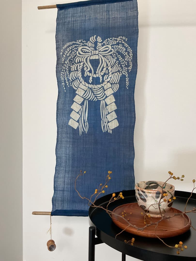 藍染　正月飾り　しめ縄　大単体　手染め