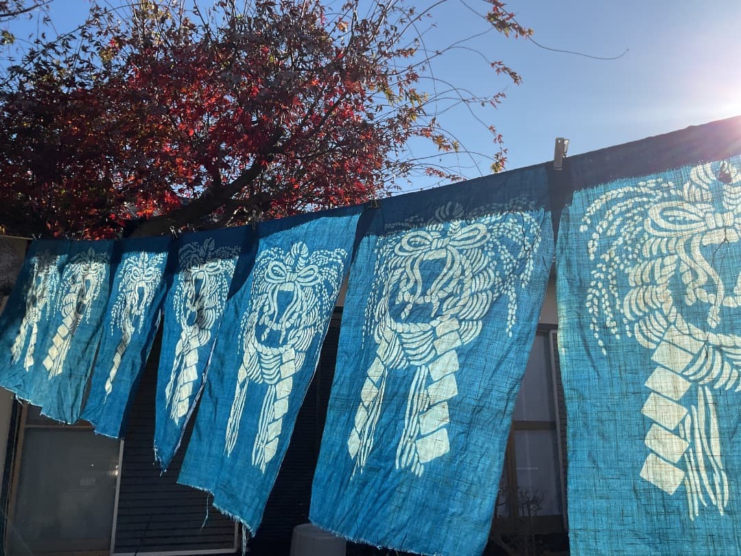 藍染　正月飾り　しめ縄　大単体　手染め