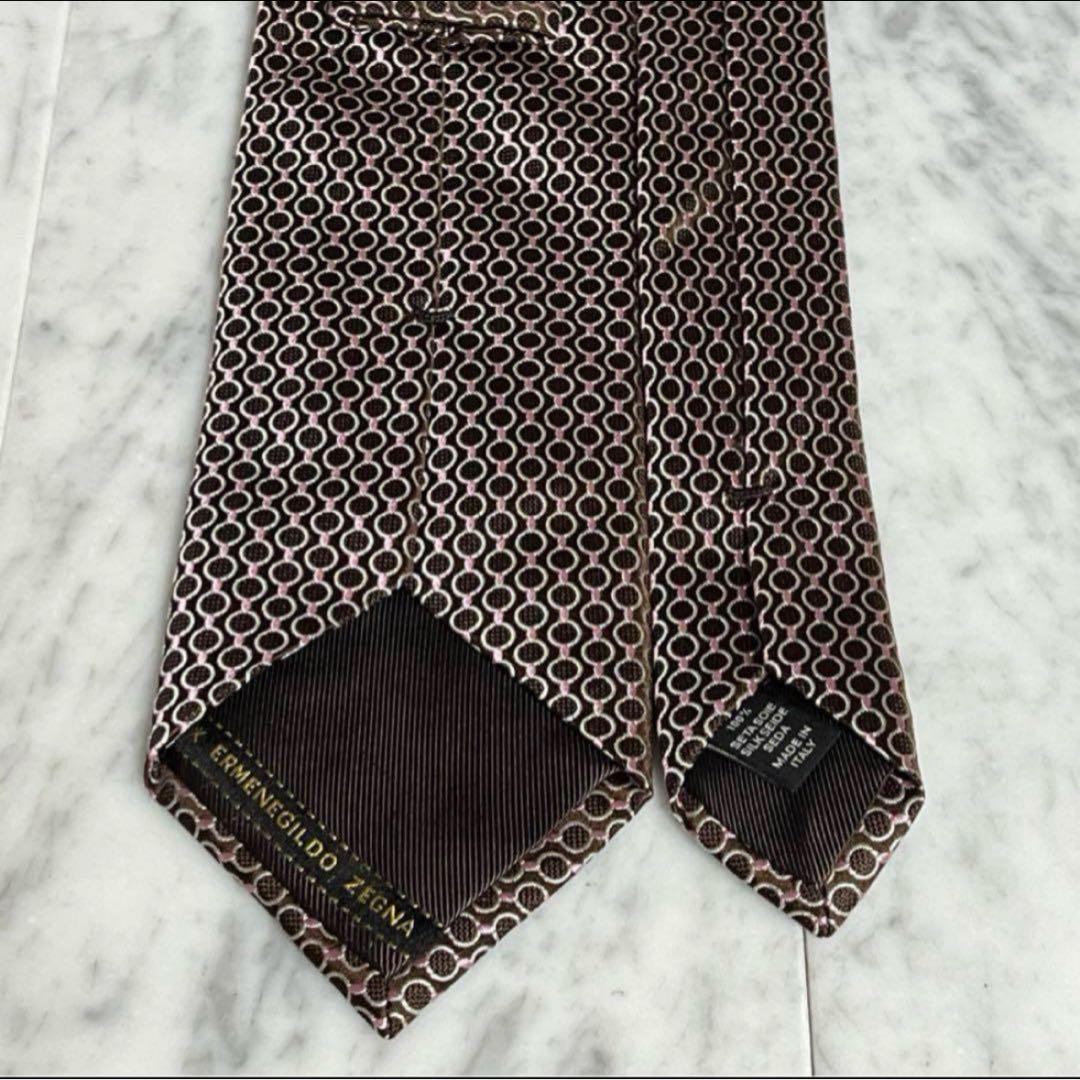 Ermenegildo Zegna ネクタイ ブラウン ドット パターン柄