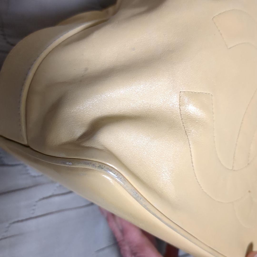 シャネル　チェーンショルダーバッグ　デカココマーク　ラムスキン　ベージュ