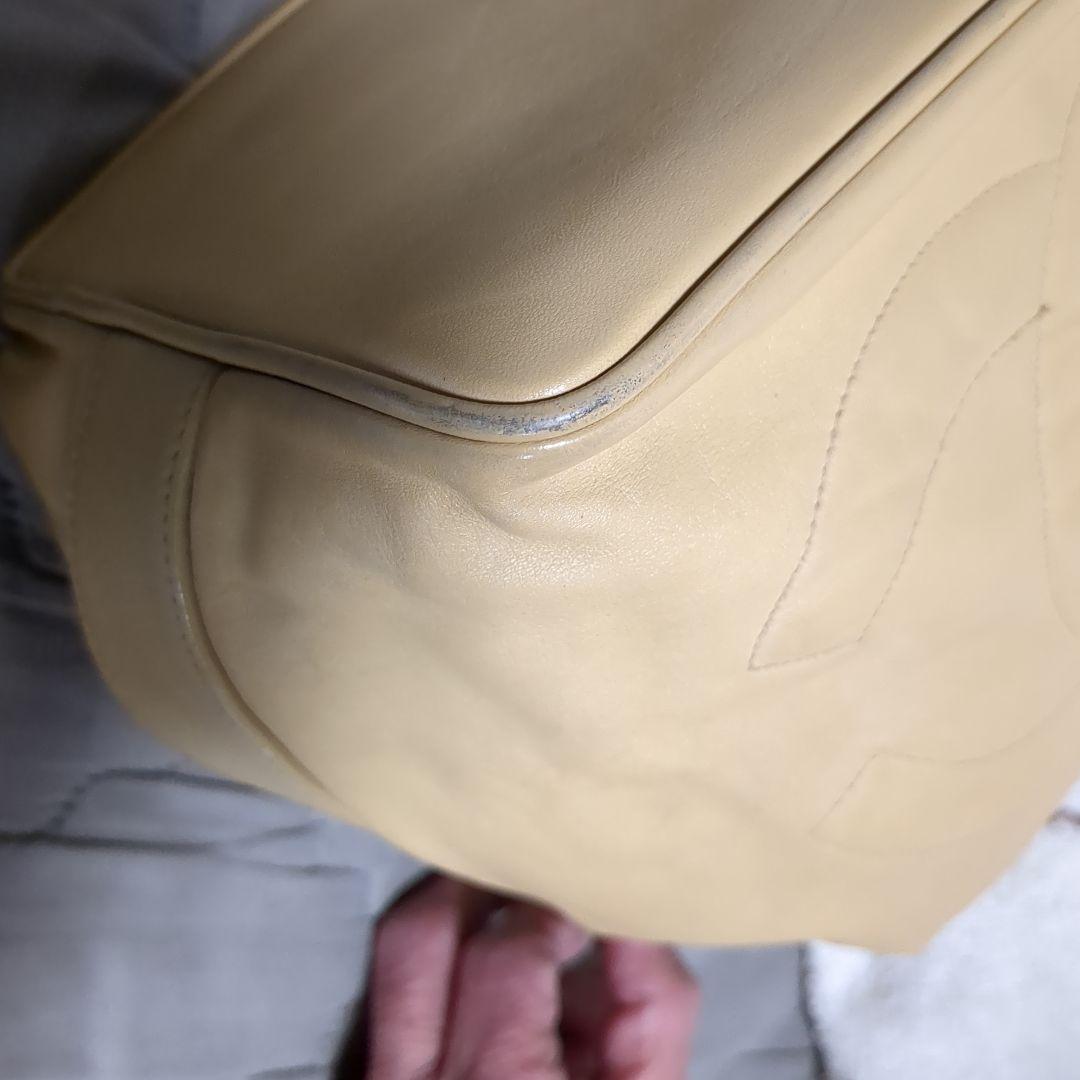 シャネル　チェーンショルダーバッグ　デカココマーク　ラムスキン　ベージュ