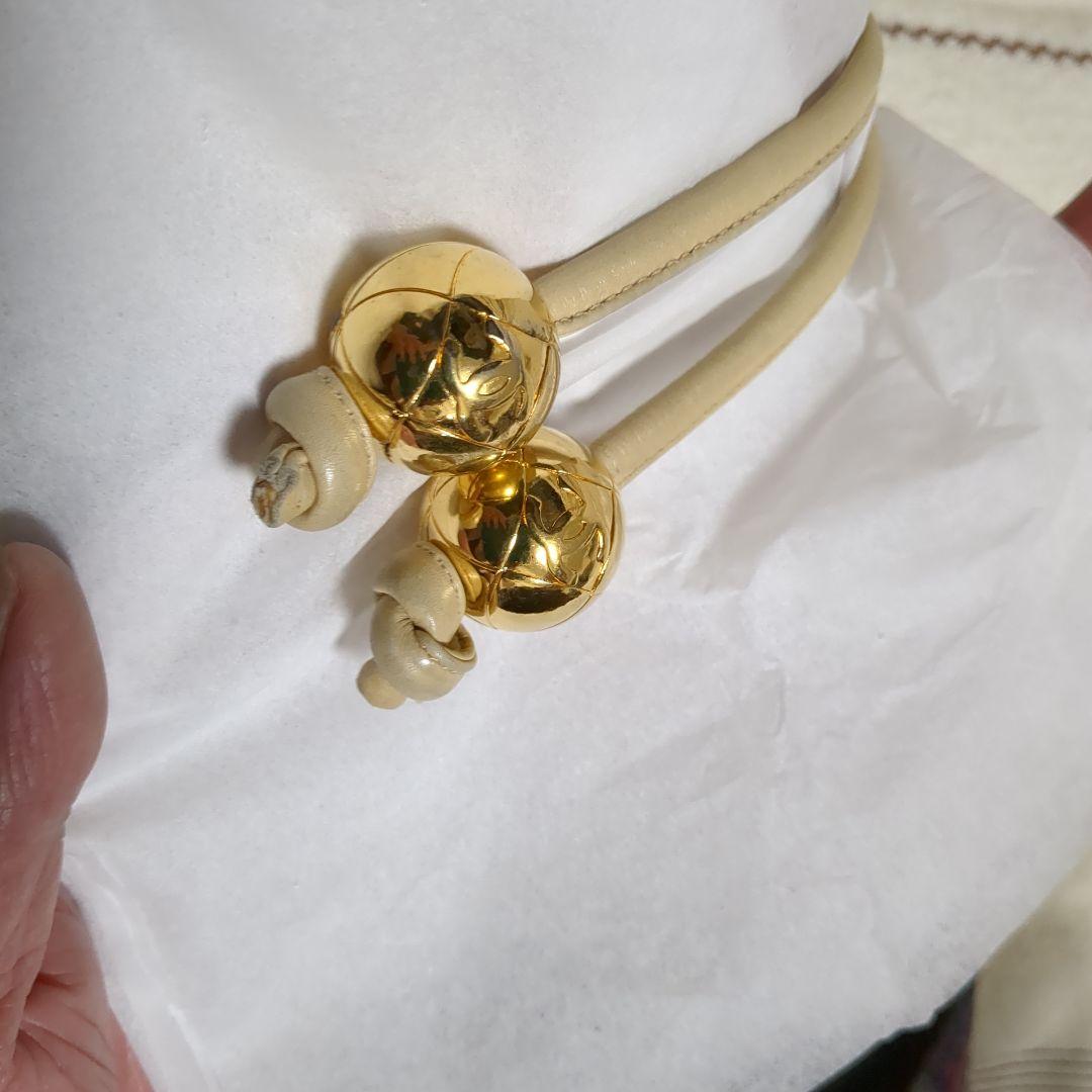 シャネル　チェーンショルダーバッグ　デカココマーク　ラムスキン　ベージュ