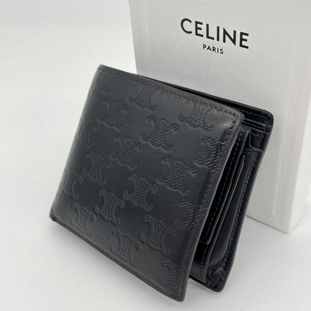【現行品】CELINE 二つ折り財布 バイフォールドウォレット トリオンフ 黒